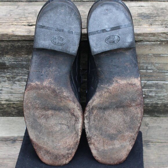 Vtg Dack's Black “Baffin Seal” Leather Derby, Men's 9 F, Made in Canada, GUC - Picture 12 of 13
